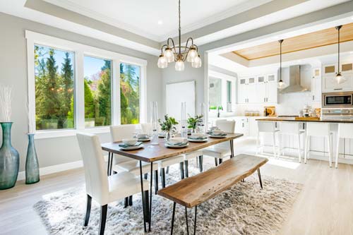 White windows from a kitchen view