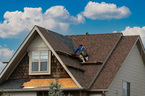 Siding white closeup on house.